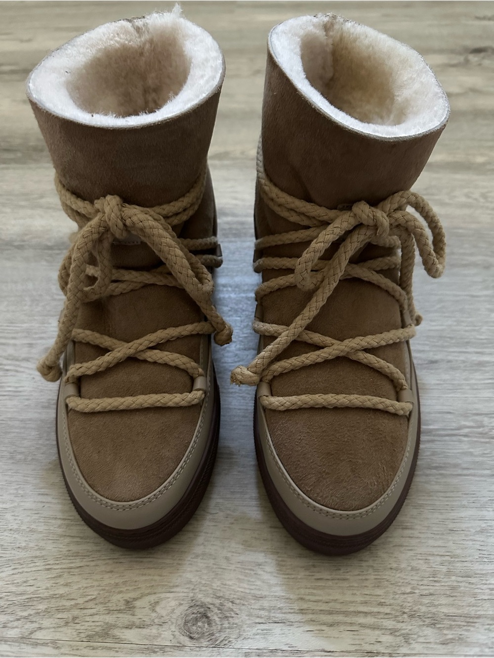 INUIKII Classic Sneaker Taupe Shearling Winter Boots EU 40